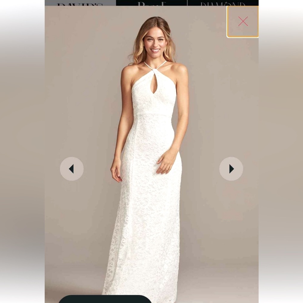 David’s Bridal Lace Halter Back Wedding Dress NWT